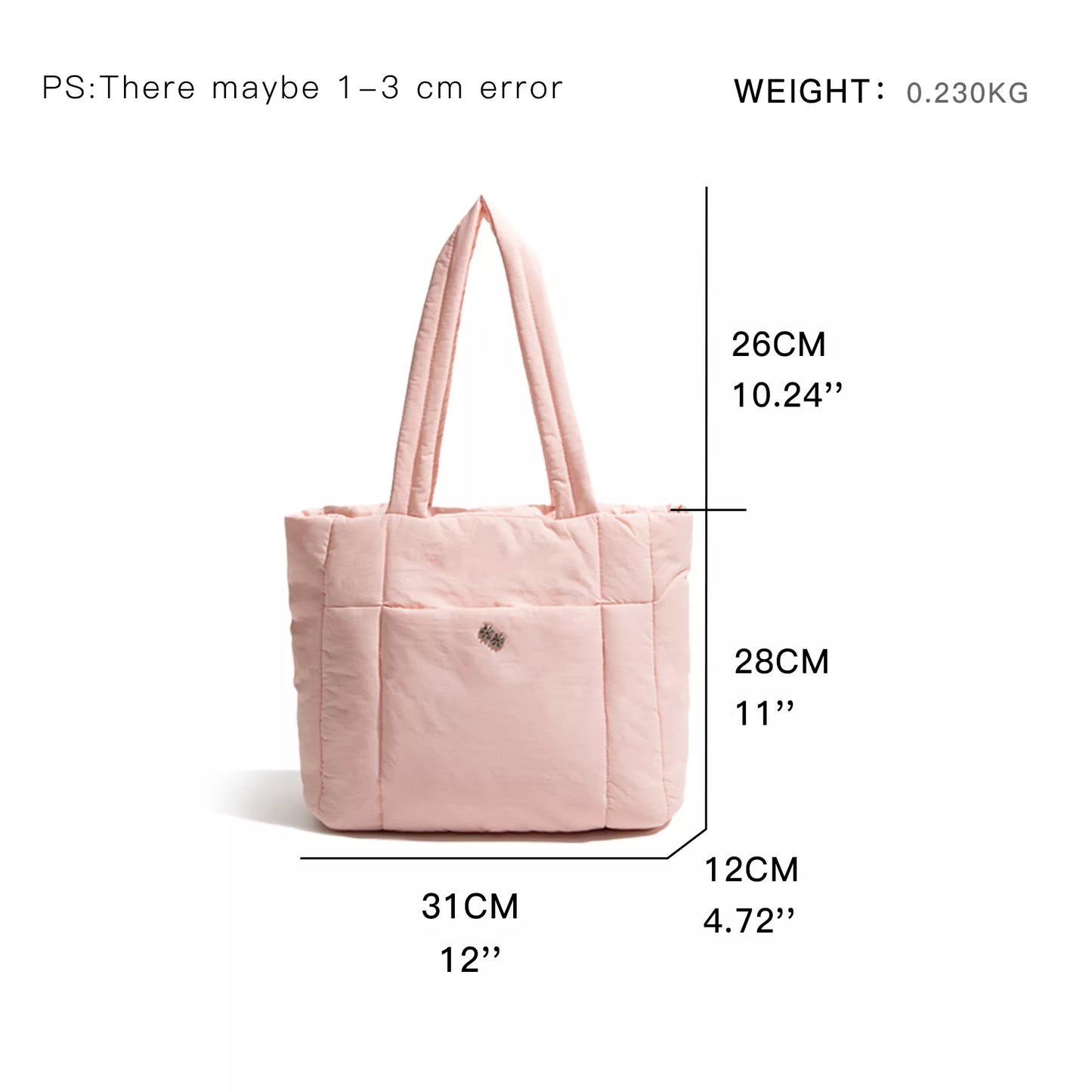 Large Capacity Nylon Tote Handbag with Padded Design and Cotton Straps
