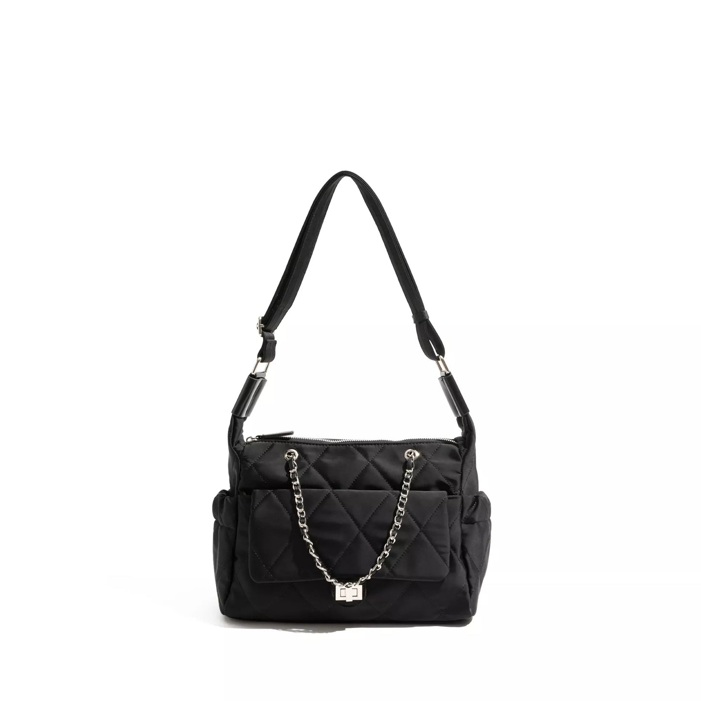 Women’s Diamond Lattice Nylon Shoulder Bag for Everyday Use