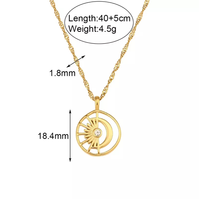 Minimalist moon and sun necklace