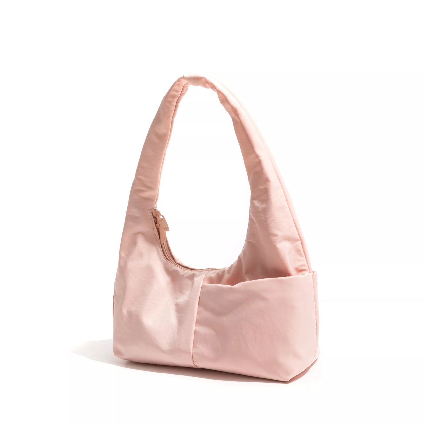 Solid Color Nylon Shoulder Bag with Multi-Pockets
