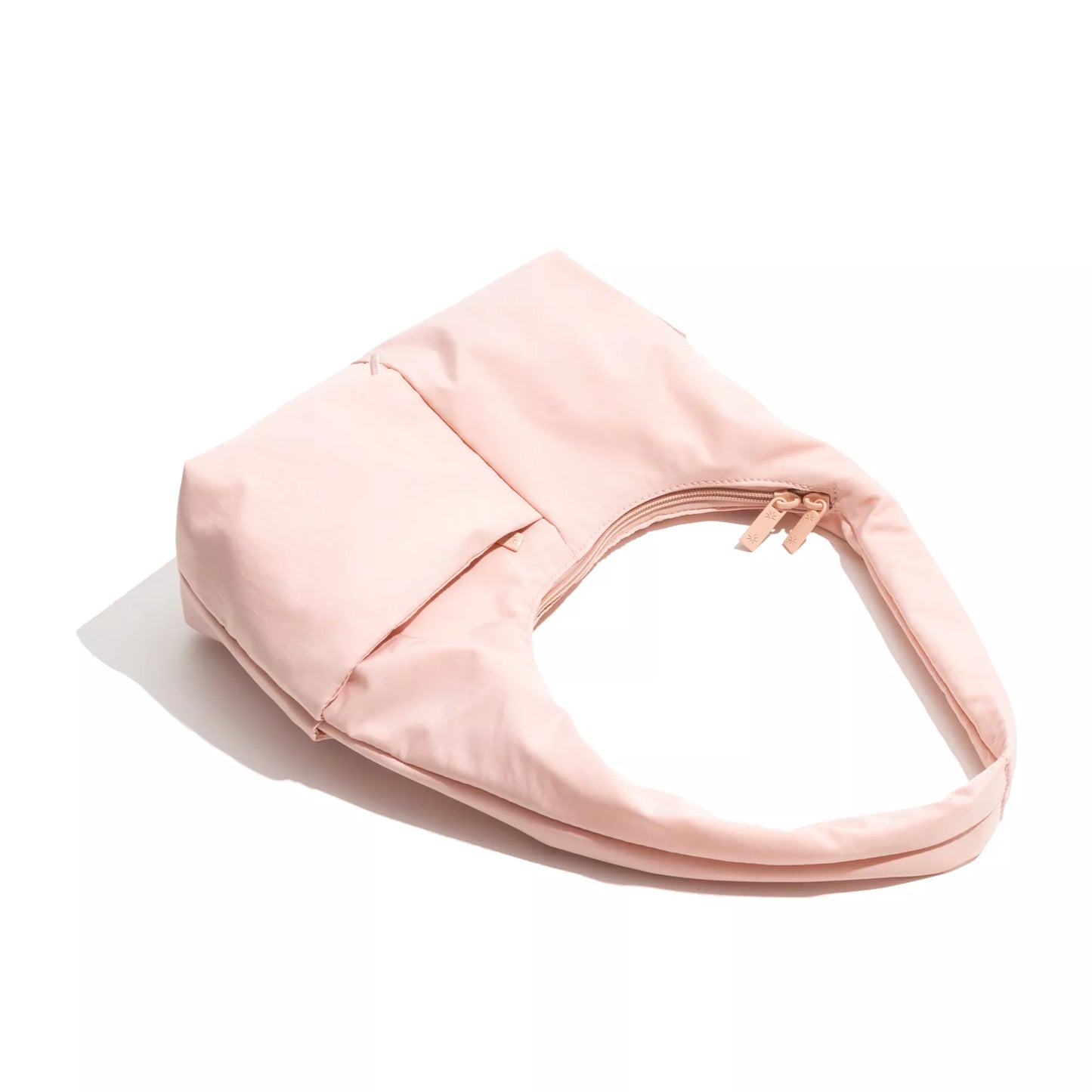 Solid Color Nylon Shoulder Bag with Multi-Pockets