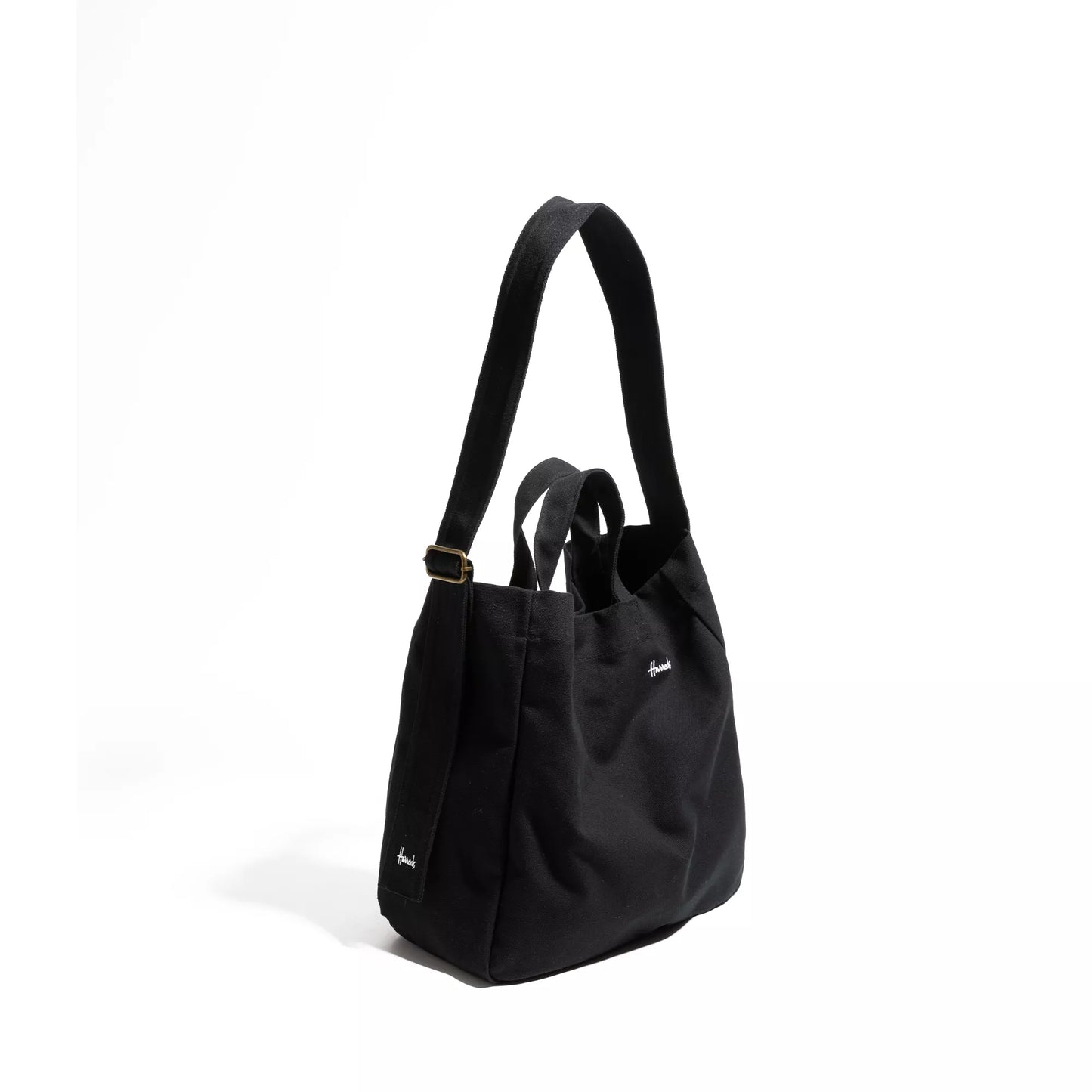 Stylish Large Canvas Shoulder Bag with Embroidery and Long Strap