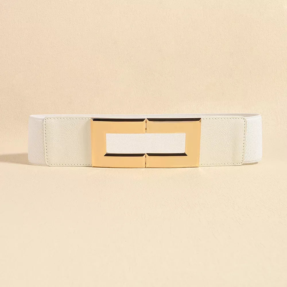Women’s Elastic Wide Belt with Metal Square Buckle 65cm