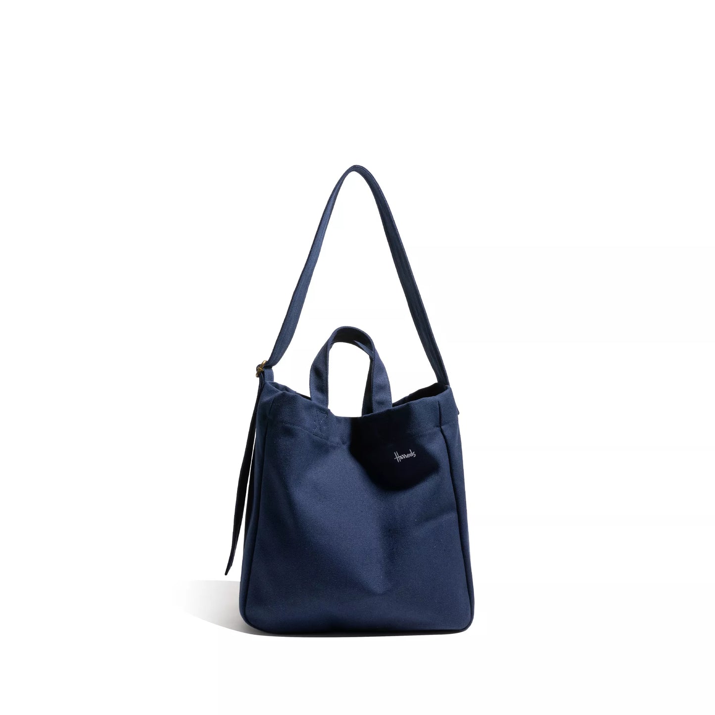 Stylish Large Canvas Shoulder Bag with Embroidery and Long Strap