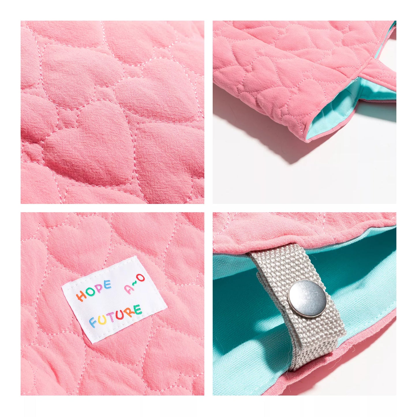 Quilted Heart Square Tote Handbag