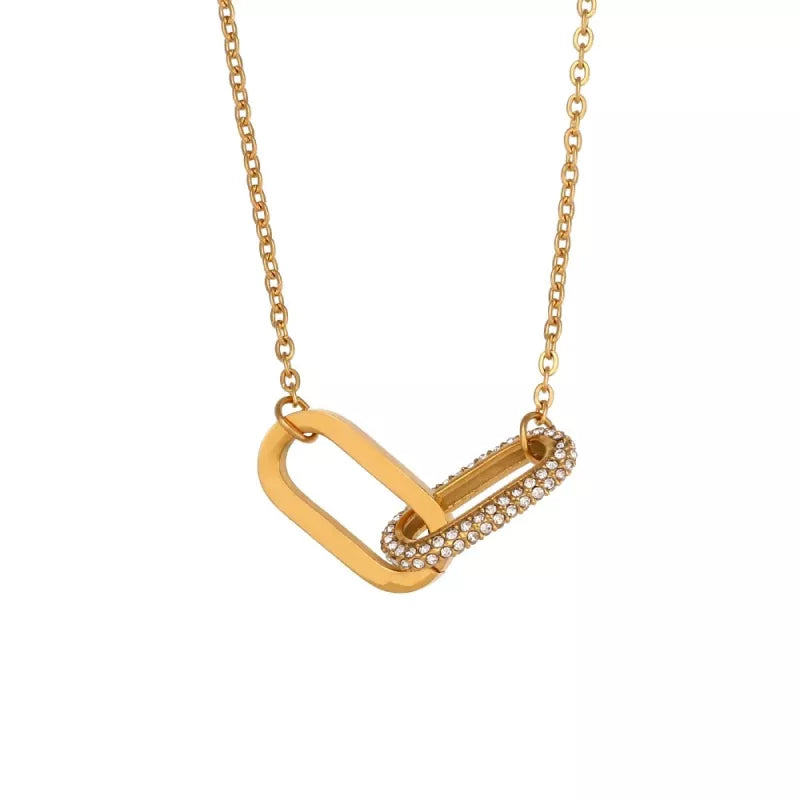 Modern geometric clip-on pendant necklace