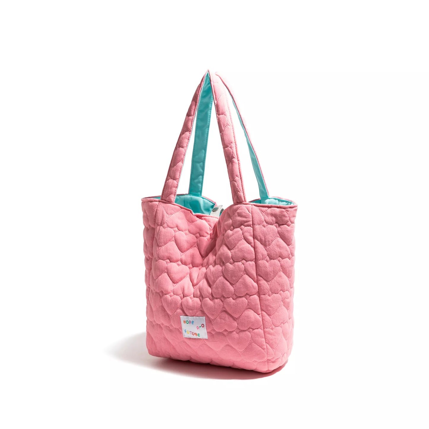 Quilted Heart Square Tote Handbag