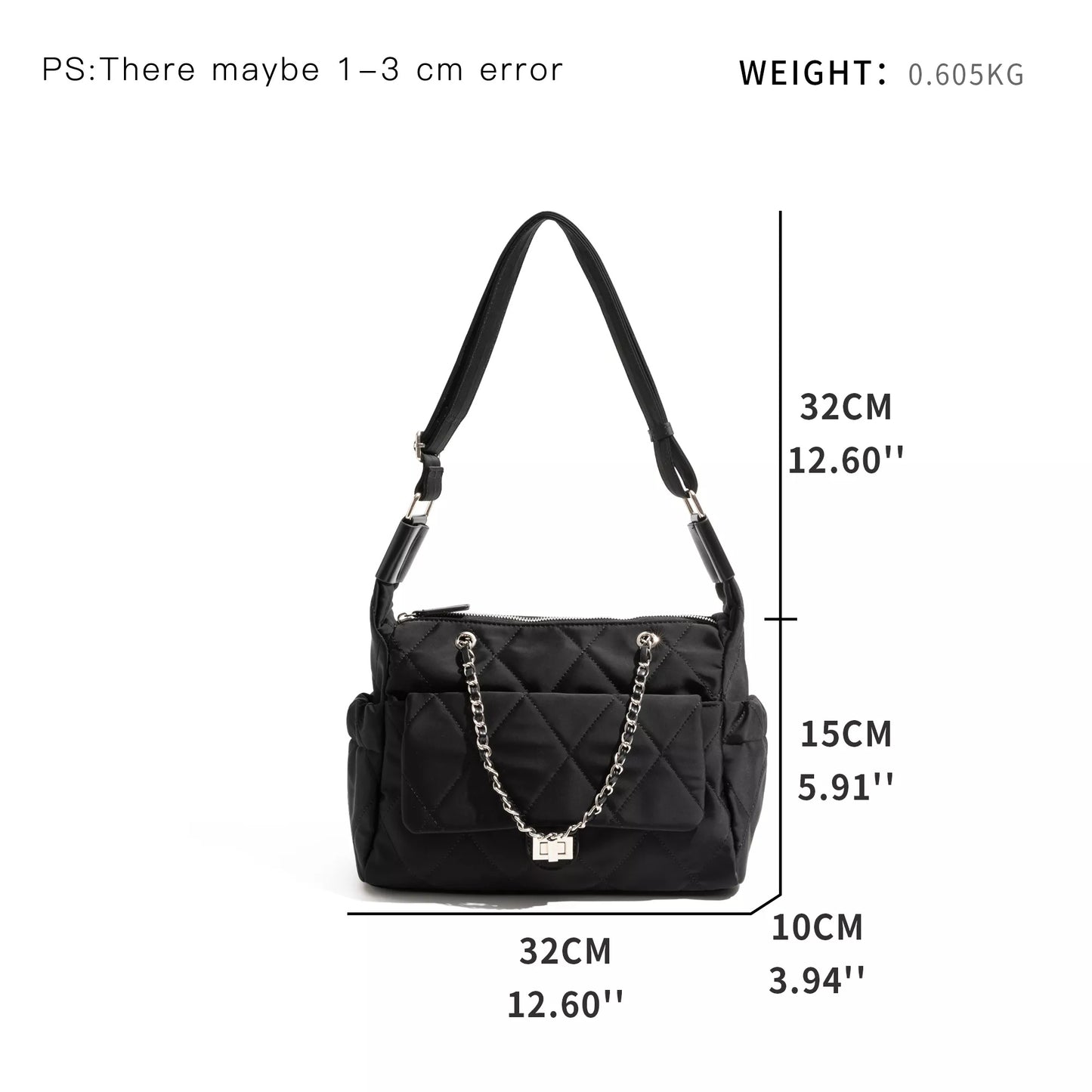 Women’s Diamond Lattice Nylon Shoulder Bag for Everyday Use