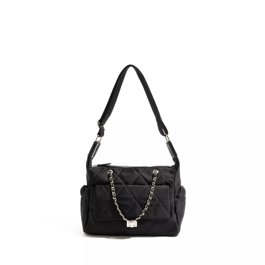 Women’s Diamond Lattice Nylon Shoulder Bag for Everyday Use