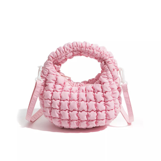 Fluffy Padded Down Pleated Tote Handbag