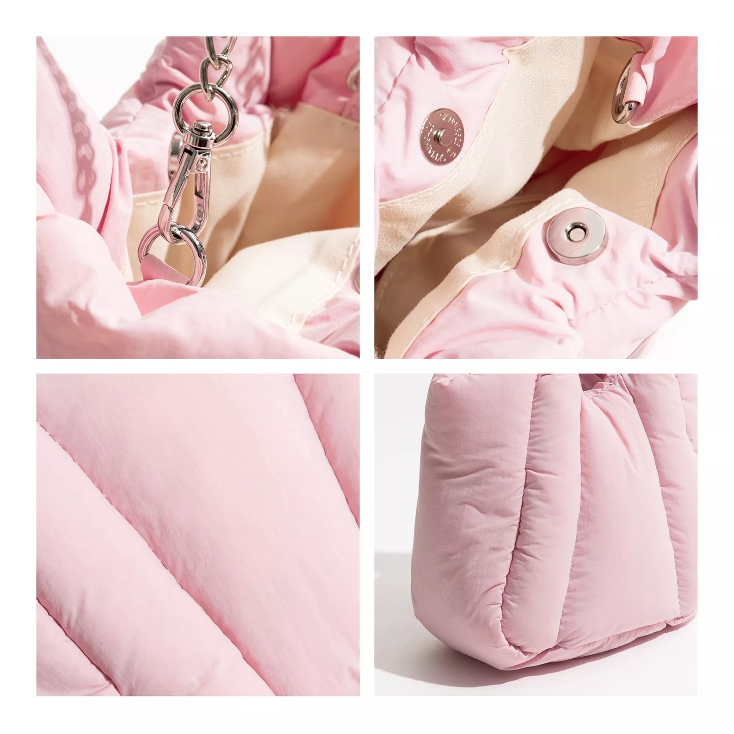 Cotton Fluffy Padded Down Tote Handbag