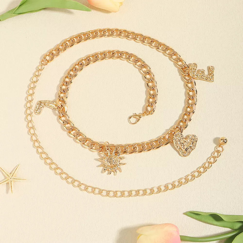 Elegant Retro Metal Waist Chain Belt for Women