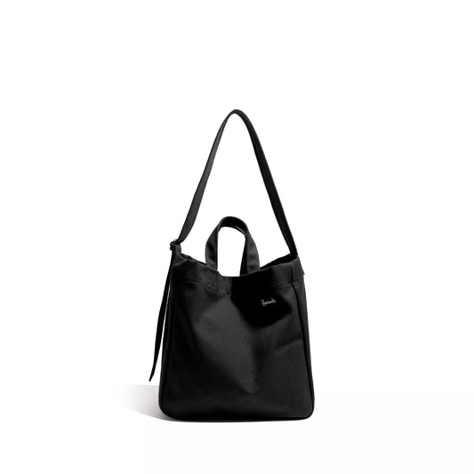Stylish Large Canvas Shoulder Bag with Embroidery and Long Strap