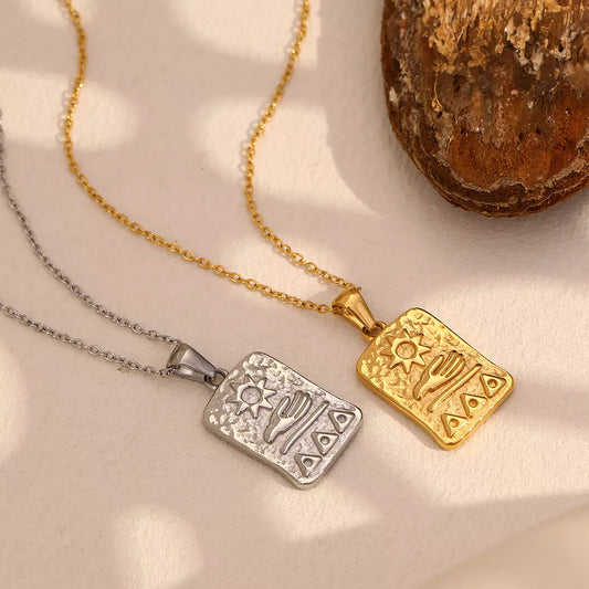 Gold Plated Sun Pendant Necklace