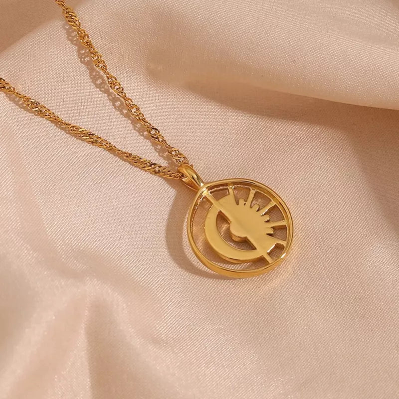 Minimalist moon and sun necklace