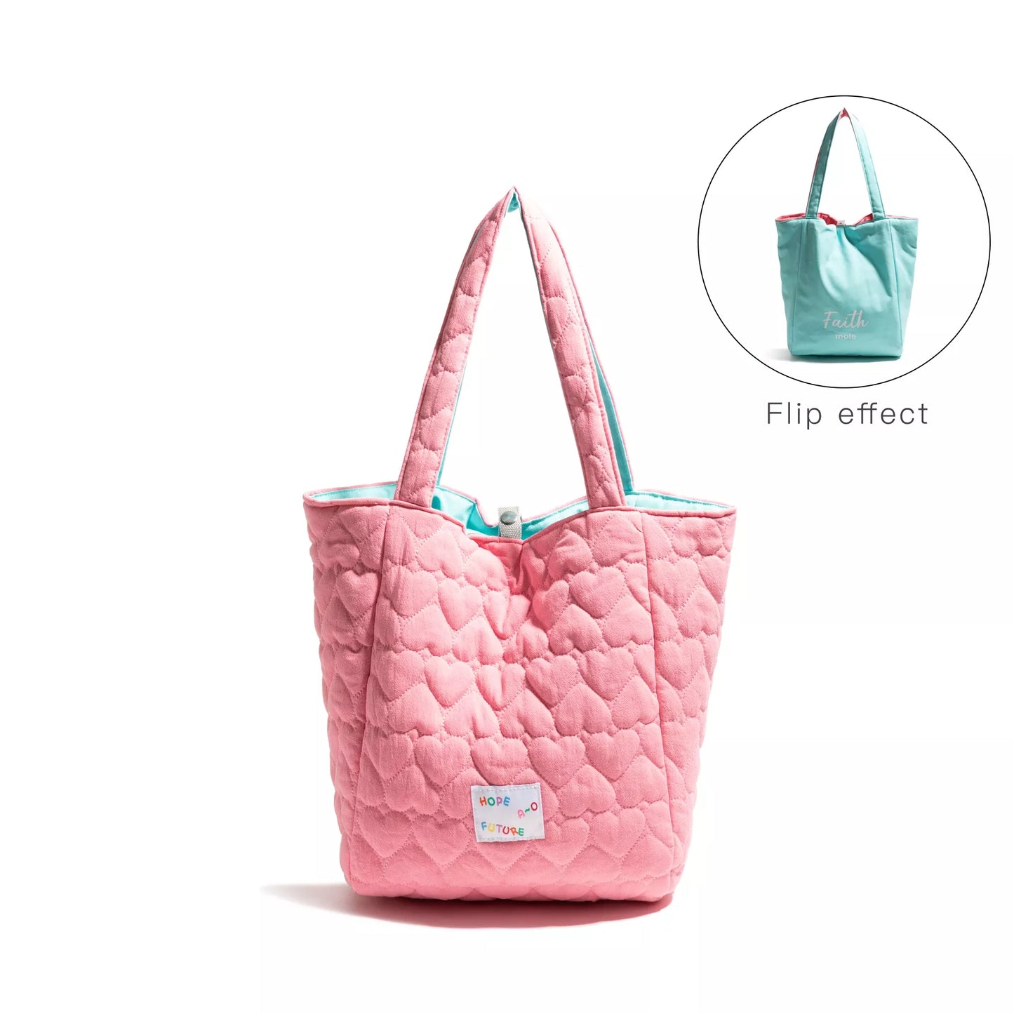 Quilted Heart Square Tote Handbag