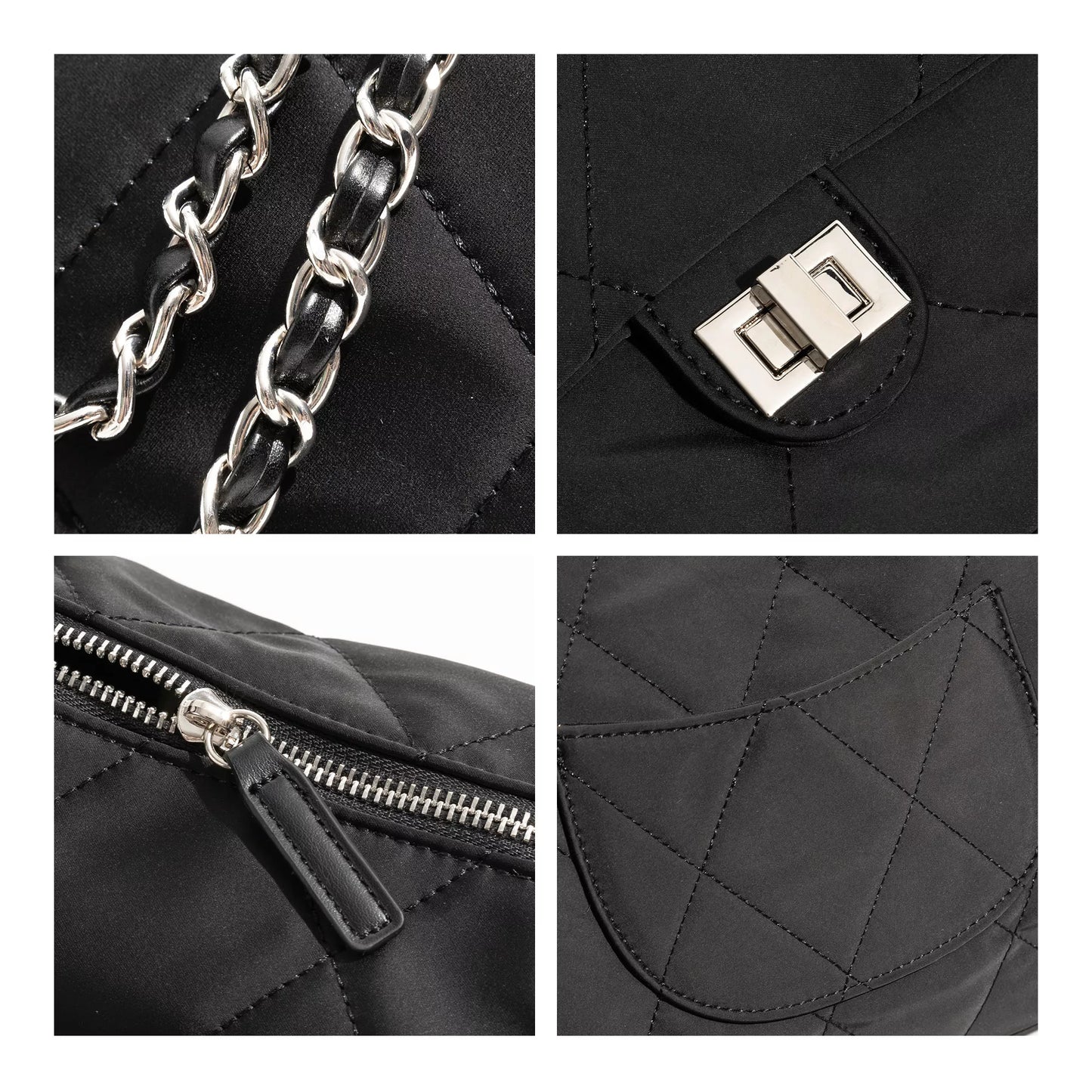 Women’s Diamond Lattice Nylon Shoulder Bag for Everyday Use