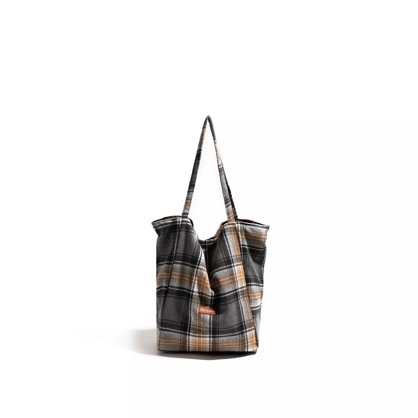 Vintage Plaid Felt Shoulder Bag