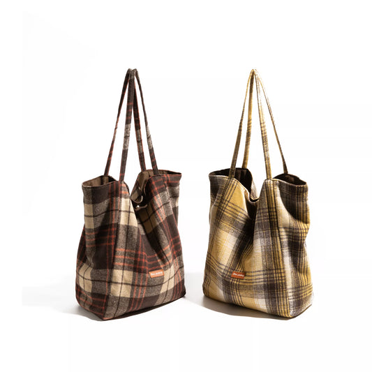 Vintage Plaid Felt Shoulder Bag