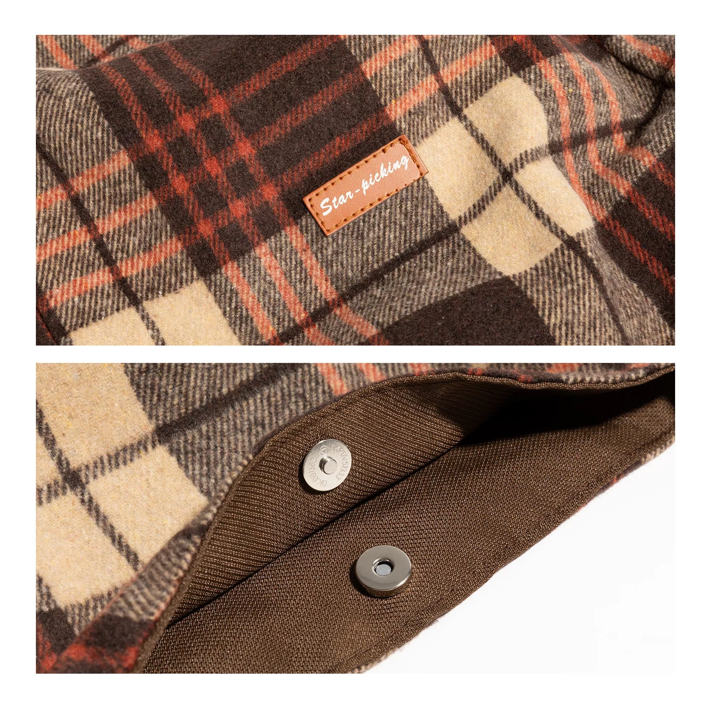 Vintage Plaid Felt Shoulder Bag