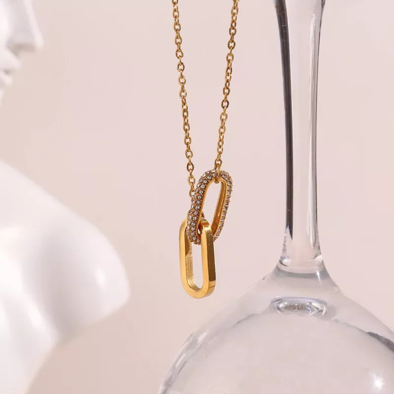 Modern geometric clip-on pendant necklace