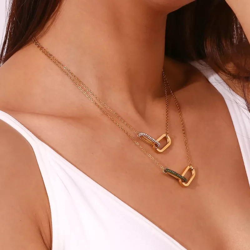 Modern geometric clip-on pendant necklace