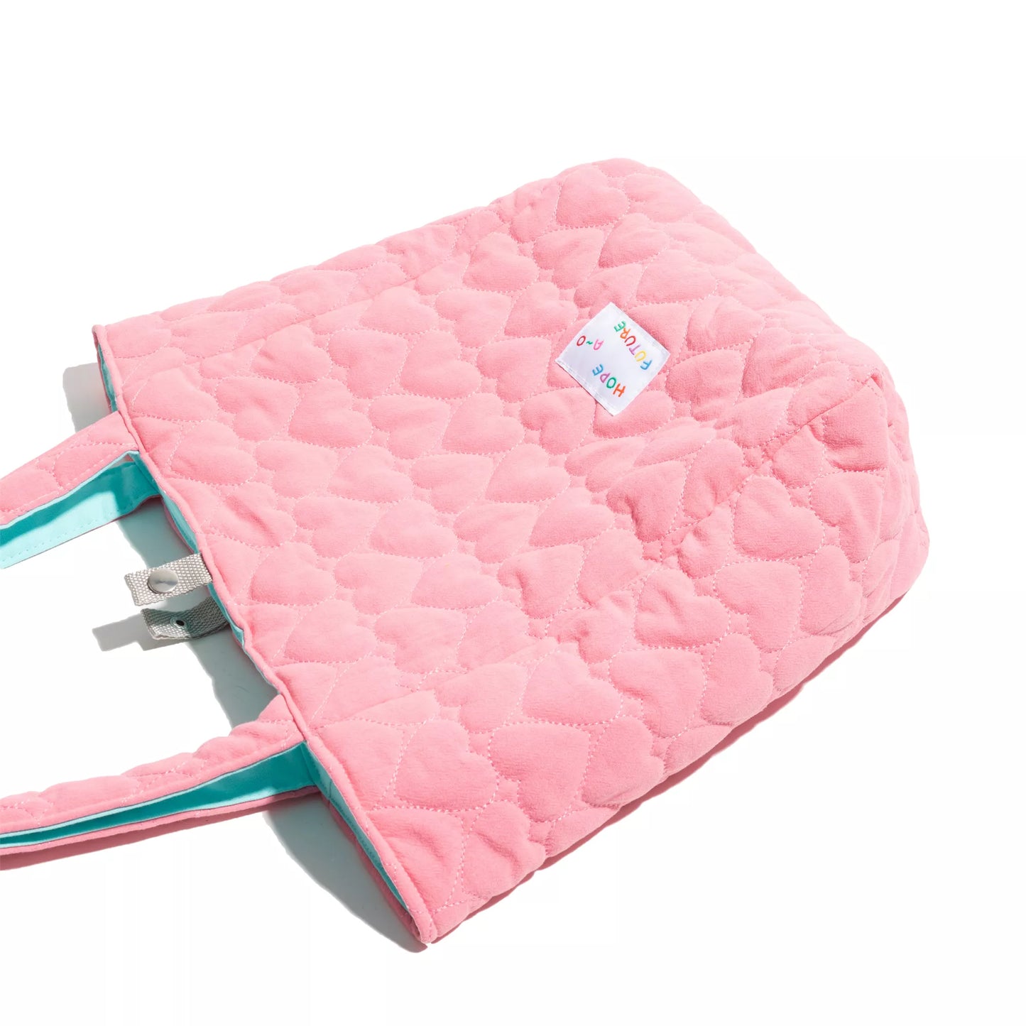 Quilted Heart Square Tote Handbag