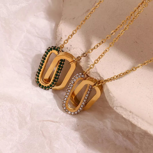Modern geometric clip-on pendant necklace