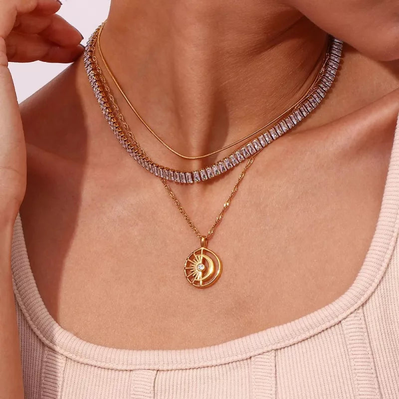 Minimalist moon and sun necklace