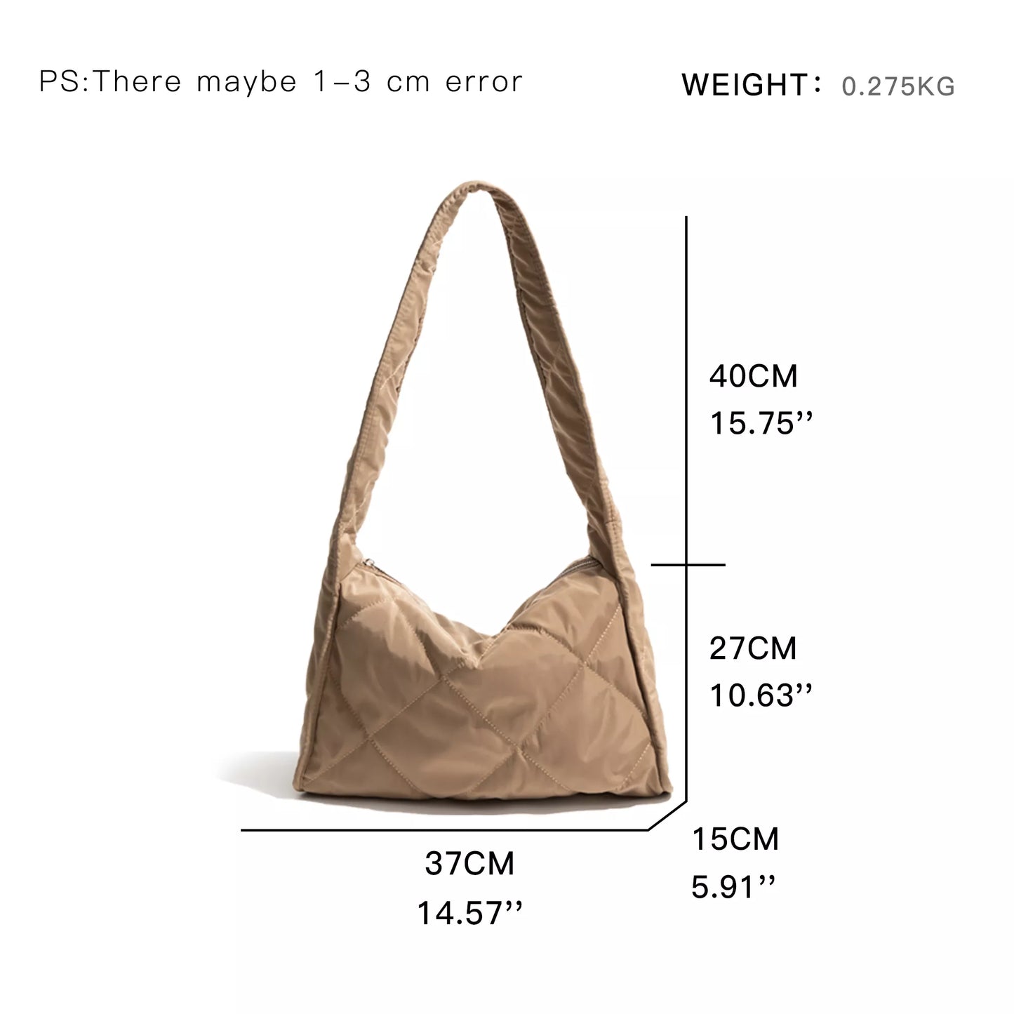 Large Capacity Diamond Lattice Quilted Shoulder Bag